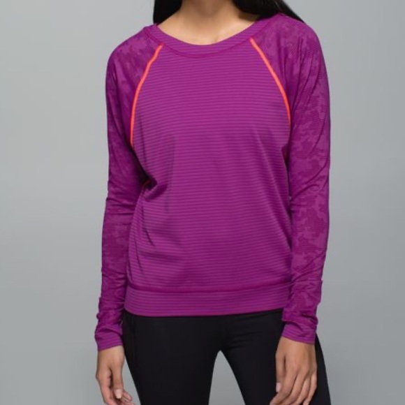 Lululemon Regal Plum Luxtreme Mesh Run For Days Long Sleeve Athletic Top Size 8 - Picture 1 of 10